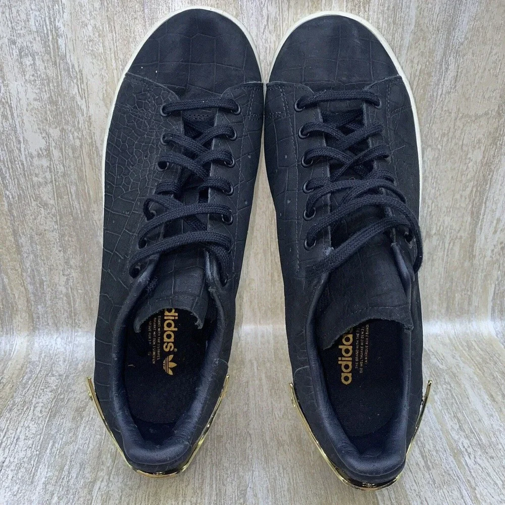 Adidas Stan Smith LIMITED Metal Plate Black Leather Croc s82482 Sneakers Shoes 7